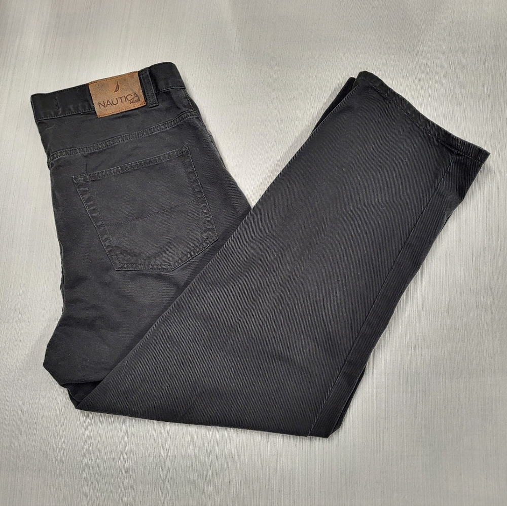 Nautica J-Class Jeans Mens Size 34x30 Black Relaxed Fit Denim Pants Preppy Jeans